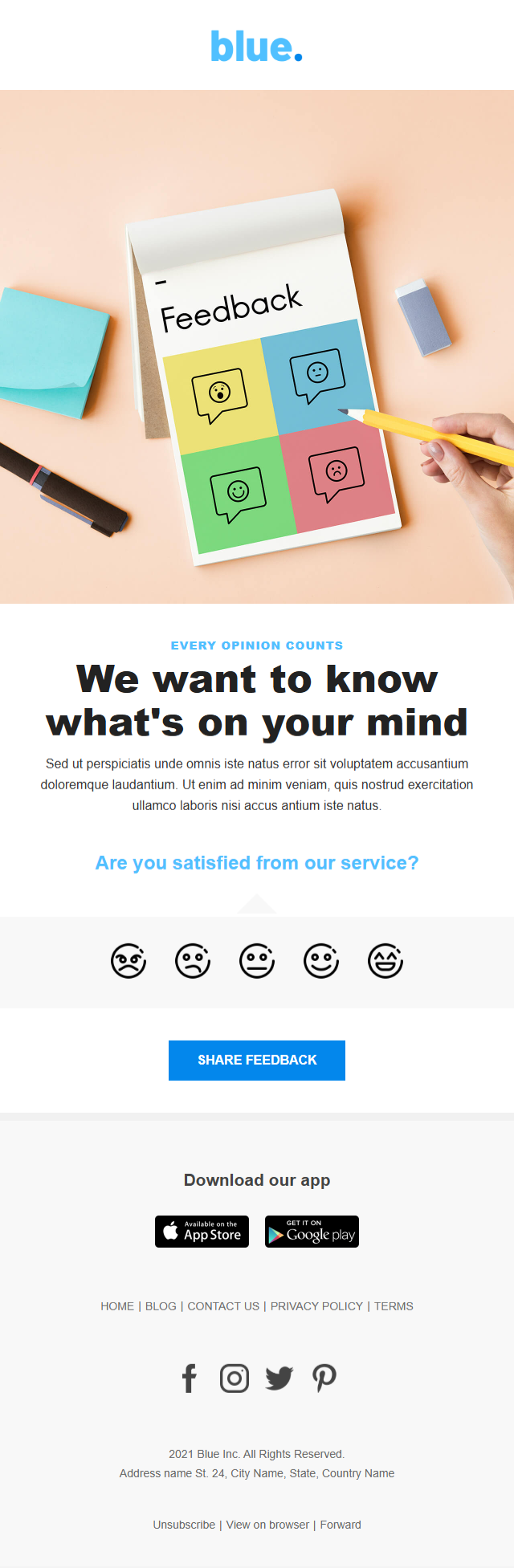 Blue Feedback Emoji template preview