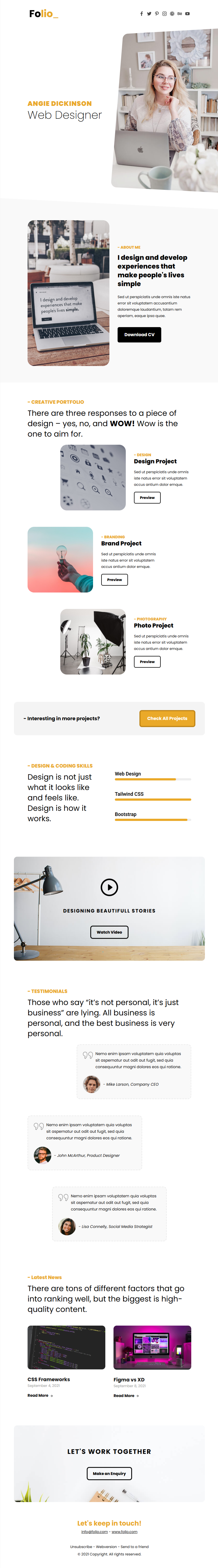 Folio template preview